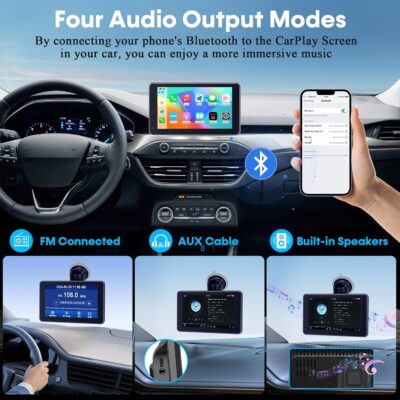 Carplay for Apple Portable Car Screen: Easy Setup 7 Inch Android Auto - Wireless Car Play Touchscreen with GPS Navigation,Bluetooth, FM,AirPlay Mirroring,Siri for Commuters and Older Cars - Image 4