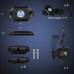 Nilight RGB LED Rock Lights Kit, 4 pods Underglow Multicolor Neon Light Pod with Bluetooth App Control Flashing Music Mode Wheel Well Light for Truck ATV UTV RZR SUV - Image 8