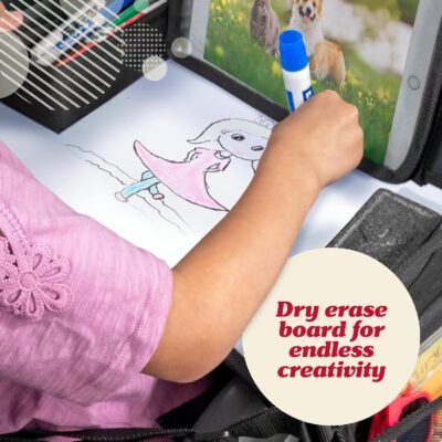Lusso Gear Car Seat Tray - Dry-Erase Lap Desk for Kids Travel Activities - Snack & Cup Holder for Car Back Seat Organizer - Tablet Stand for Toddler Travel Essentials - Black - Image 6