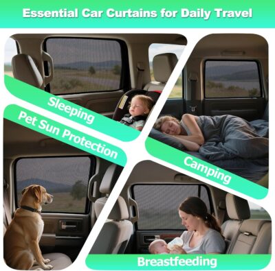2015-2020 f150 Window Shades - Rear Side Window Sun Shade for Baby, Breathable Mesh Car Privacy Window Covers, UV Protection and Heat Insulation for Road Trips, Napping, Camping (2 PCS) - Image 6