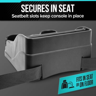 Small Center Console for Cars, Trucks, Minivans, SUVs, Vehicle Organizer, Cup Holders, Recycled Plastic, Made in USA (Black) - Image 4