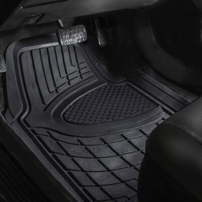 FH Group Automotive Floor Mats - Heavy-Duty Rubber Floor Mats for Cars, Universal Fit Full Set, Climaproof & Trimmable Floor Mats for Most Sedan, SUV, Truck, Black - Image 4