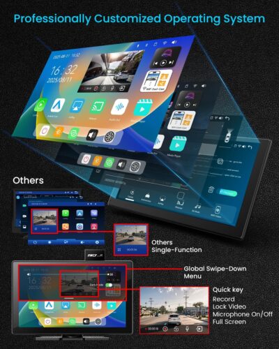 IK9 9" Wireless CarPlay & Android Auto Screen, Portable Car Stereo with 4K Dash Cam & 1080p Rear Camera, CarPlay with Backup Camera, Touch Screen GPS Display, Mirror Link, Apple Car Play Screen - Image 6