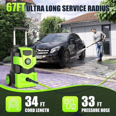 5000 PSI Professional Electric Pressure Washer,4.0 GPM Heavy Duty Power Washer with 4 Nozzles,Foam Cannon,33FT Hose and 500ml Soap Bottle for Home/Cars(Green) - Image 4