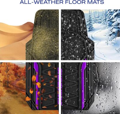 Skechers Car Floor Mats,Heavy Duty Rubber Car Mats Full Set,All Weather Floor Mats,Waterproof TrimTo Fit Universal Floor Liner Car Accessories,Automotive Floor Mats for Cars Trucks SUV,Purple - Image 7