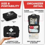 M2 BASICS Premium 300 Piece Professional First Aid Kit, 40 Unique Items, Durable Carry Bag for Home, Car, Business, Travel & Vehicle - Image 3