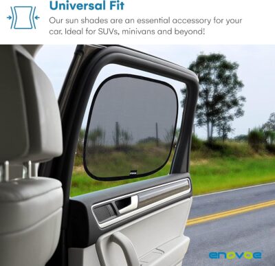 Enovoe Car Window Shades for Baby (4 Pack) - 21"x14" - Sun Shade Blocker, Cling - Glare Shield and UV Rays Protection for Your Child - Side Windows Screens for SUV- Mesh Window Shades for Car Baby - Image 6