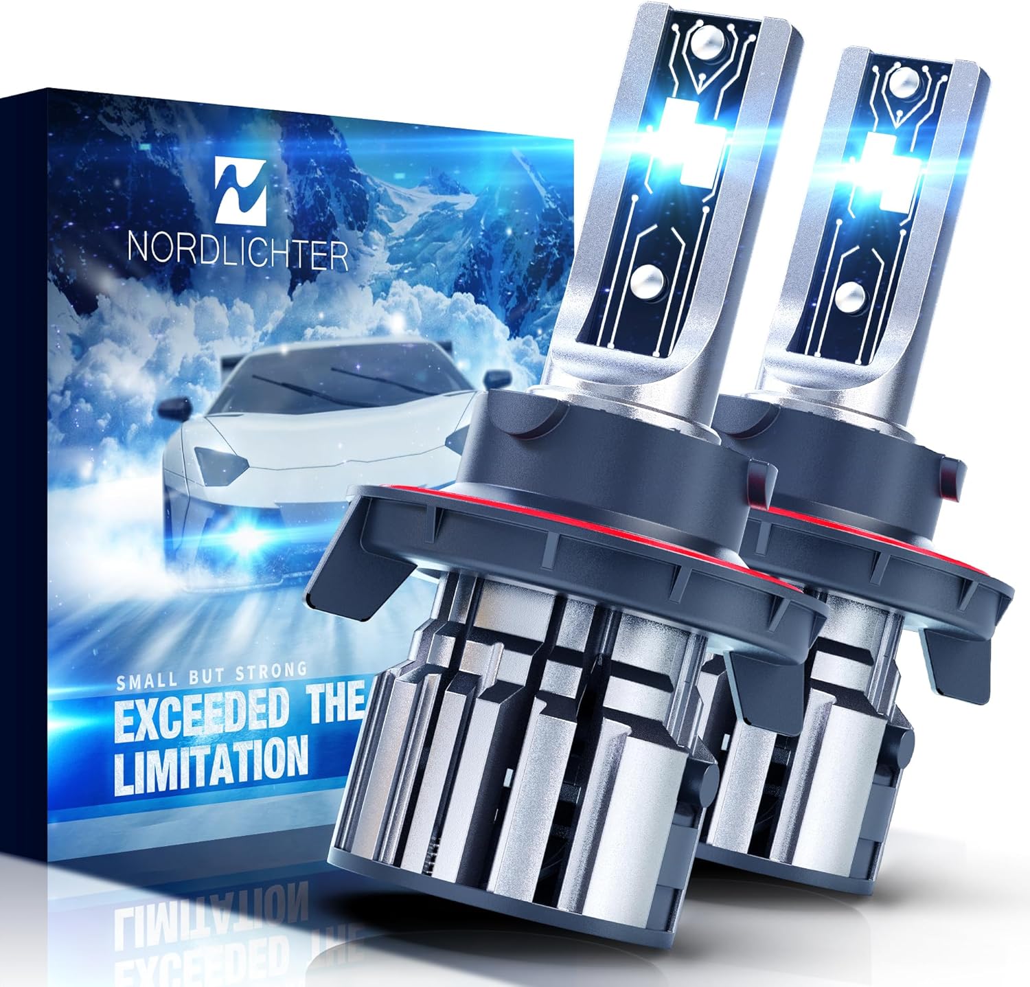 81KFPkTN9L._AC_SL1500_.jpg H13 9008 Bulbs, 600% Brightness 6500K Xenon White Extremely Super Bright Plug & Play 9008 H13 Fog Light with Cooling Fan (Pack of 2) - Image 1