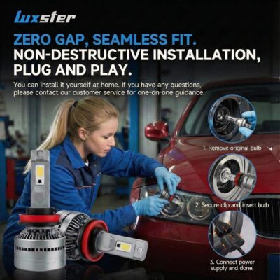 LUXSTER | Dracarys 100000LM H11 H9 LED Bulbs with Vapor Chamber Cooling, 55W/85W Dual Power Mode, CANBUS Ready, H8 H16 Fog Lights, 6500K Xenon White, 2 Pack - Image 9