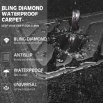 CAR PASS Bling Diamond Car Floor Mats, Sparkling Crystal Shining Glitter Rhinestone Carpet, Anti-Slip PVC Heel Pad Waterproof Universal for Automotive SUV,Sedan,Van,4pcs Girl Women Men Black Diamond - Image 6