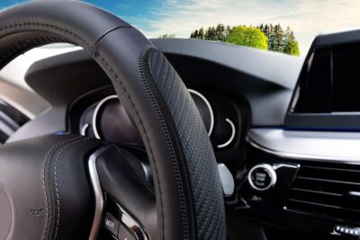 Magnelex Microfiber Leather Steering Wheel Cover – Black. Heat Resistant Anti-Slip Car Wheel Wrap - Compatible with Most Makes and Models of Cars and Trucks with 14.5 to 15 Inch Steering Wheels - Image 3