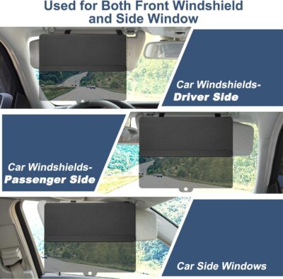 NAZZO Sun Visor Extender for Car, Sun Blocker with PC Sunshade Lens, Magnetic Mounting Adjustable Position, Protect from Glare, UV Rays, Snow Blindness for Safe Driving, Universal for Car, SUV (Black) - Image 7