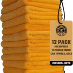 Chemical Guys Professional Grade Premium Microfiber Towels for Cars, Gold, 16" x 16", Ultra-Soft and Scratch-Free Car Detailing Cloths for Trucks, Motorcycles, and More - 12 Pack