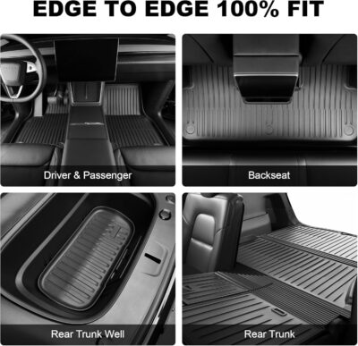 Thick Car Floor Mat for 2025-2026 Tesla Model Y Juniper,Fully Protective TPE Anti-Slip Floor mats Cargo Liners,Custom-Fitted Threshold Strip (Floor Trunk Rear Waist Protection) - Image 4