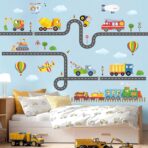 DECOWALL SG2-2107 Construction Transportation Wall Decals Car Truck Tractor Road Stickers for Kids Boys Living Room Decor Bedroom Playroom Nursery Peel and Stick Removable - Image 4