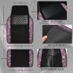 CAR PASS Bling Diamond Car Floor Mat Shining Rhinestones Carpet, Sparkly Glitter Crystal Anti-Slip PVC Heel Pad Automotive Universal Fit for SUV Sedan Car Van, 4pcs for Girl Cute Women, Black Pink - Image 5