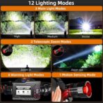 Rechargeable Headlamp 90000 Lumens, Super Bright LED Head Lamp with Motion Sensor, 12 Modes, IPX7 Waterproof Headlight, 125° Adjustable, HeadLamps for Adults, Camping, Outdoors & Hard Hat Light (2) - Image 8