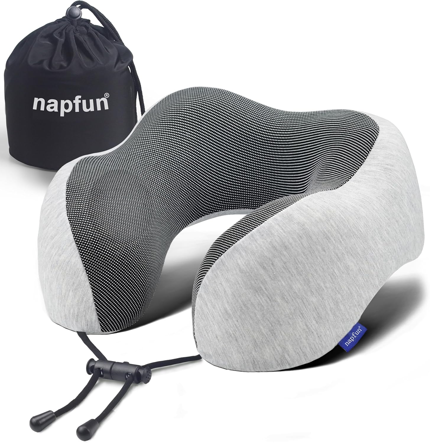 81Kdkzn9CWL._AC_SL1500_.jpg napfun Neck Pillow for Traveling, Upgraded Travel Neck Pillow for Airplane 100% Pure Memory Foam Travel Pillow for Flight Headrest Sleep, Portable Plane Accessories, Light Grey - Image 1