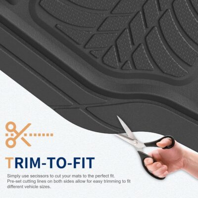 FLORICH Car Floor Mats, Waterproof Universal Heavy-Duty 4 Pieces Rubber Floor Mats for Cars, Full Set Car Mats with Anti-Slip Backing Fit for Most SUV, Vans,Trucks, Sedan(Light Black) - Image 6