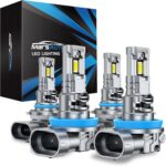 Marsauto H11/H8/H9 9005/HB3 Powersports Bulbs, H11 9005 Fog Bulbs with 5 mins Plug and Play, Turbo Fan, 50000 Hours Lifespan, No Polarity, Fog Light, Pack of 4
