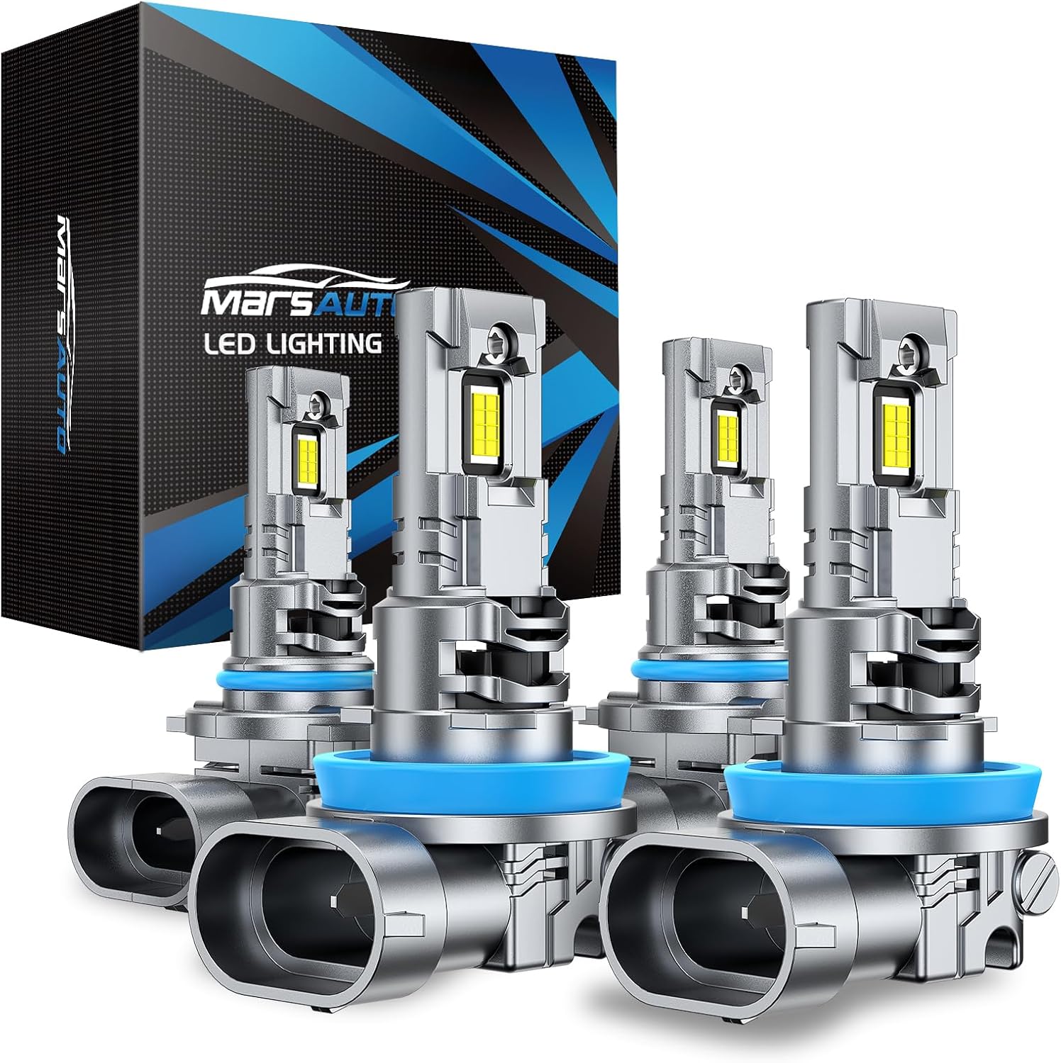 81Kim8BLkTL._AC_SL1500_.jpg Marsauto H11/H8/H9 9005/HB3 Powersports Bulbs, H11 9005 Fog Bulbs with 5 mins Plug and Play, Turbo Fan, 50000 Hours Lifespan, No Polarity, Fog Light, Pack of 4 - Image 1