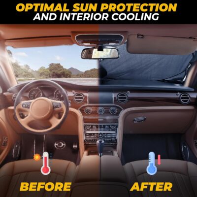 Car Shade Front Windshield, Small (59" x 29") - 240T Reflective Polyester Sunshade Blocks 99% UV Rays and Heat, Foldable with Storage Bag Fits Coupe, Hatchback, Small Sedan, Sports Model Cars - Image 5