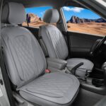 LINGVIDO Car Seat Covers for Front Seats (2 Seats) - Premium Perforated Nappa Leather,Waterproof Shield, Omni-Adapt Fit for SUVs Sedans, Ideal for Rideshare & Pets