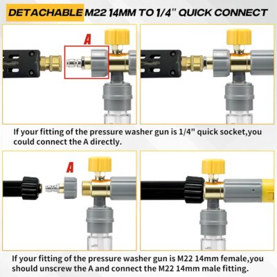 M MINGLE Mini Foam Cannon for Pressure Washer, Magnetic Foam Cannon with Dual Connector, Undiluted Foam Blaster with 5 Nozzle Tips, 1/4 Inch Quick Connect - Image 9
