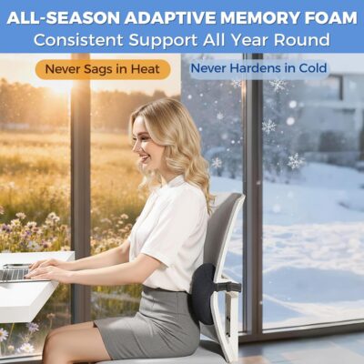 Lumbar Support Pillow for Car with Dual-Grip™ Stability System - Advanced Adaptive Memory Foam Back Pillow for Lower Back Pain Relief, Ergonomic Driving Seat & Office Chair Cushion, Black - Image 2