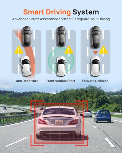 70mai 2.7K Dash Cam Front and Rear A500S, Dual Dash Camera for Cars, Dashcam with APP, Sony IMX335, ADAS, Built-in WiFi GPS, 2'' IPS Screen, WDR, Night Vision, 24/7 Parking Mode, Loop Recording - Image 5