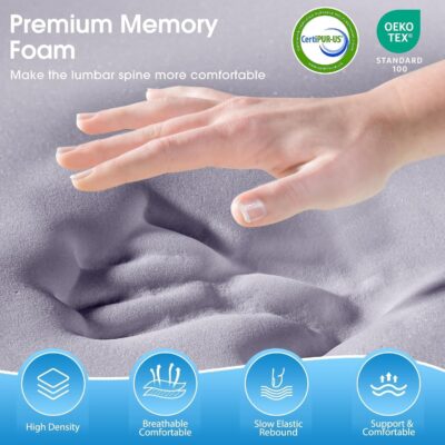 Lumbar Support Pillow for Office Chair, Car & Gaming Chair, Ergonomic Memory Foam Cushion for Back Comfort, Zoned Back Support, Double Adjustable Straps, Breathable Washable Cover, Black - Image 8