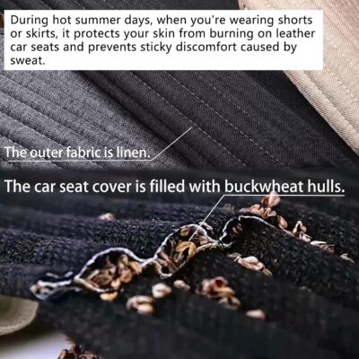 Suninbox Car Seat Covers Universal Car Seat Covers Pads Mat,Buckwheat Hull Bottom Seat Covers for Cars,Cooling Seat Covers Breathable Comfortable Ventilated (Beige Front Seat) - Image 4