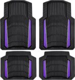 CAR PASS Heavy Rubber Car Floor Mats, Deep Waterproof Car Floor Mats All Weather, Aluminum Film Universal Trim to Fit for Cars SUV Trucks Sedans, Anti-Slip, Black Purple Metallic