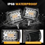 Auxbeam 4 Inch 240W LED Pods, Amber White Fog Light 6 Modes Strobe Lights for Work Truck, Dual Color Combo Offroad Driving Light for Jeep ATV Utv Car, 4 Packs - Image 5