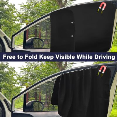 Ovege Car Window Shades Magnetic - Side Window Sun Shade Car Curtain Suedette UV Protection Privacy Baby Suction Magnetic －Front&Back 4pcs - Image 6