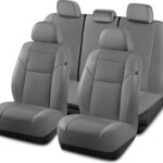 Road Comforts Full Set Leather Mesh Car Seat Cover - Front and Rear, Breathable & Stylish, Airbag Compatible, Universal Fit for Cars, SUVs, Trucks, and Vans - Gray