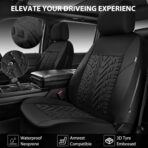 CAR PASS Neoprene Waterproof Seat Covers Full Sets, Wetsuit Car Seat Covers 5 Seats Universal Fit for Vans, Truck, SUV, 3D Tyre Embossed Seat Covers Anti Slip with Armrests, Aibag Compatible(Black) - Image 2