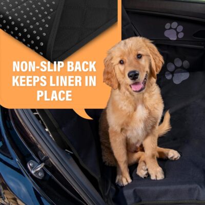 Active Pets Waterproof Hammock Standard Car Seat Cover, Fits Sedans Hatchbacks Crossovers Coupes Compact Vehicles, Secure Convertible Travel Bed Protects Backseat Cargo from Dogs, Black w/Black Trim - Image 2