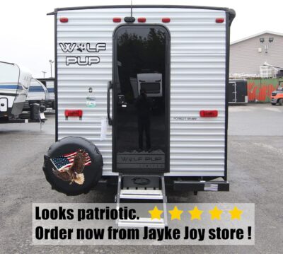 Spare Tire Cover, Wheel Cover with American Eagle USA Flag PVC Leather Waterproof Dust-Proof Universal Fit for Jeep Trailer RV SUV Camper Vehicle (15 Inch) - Image 5
