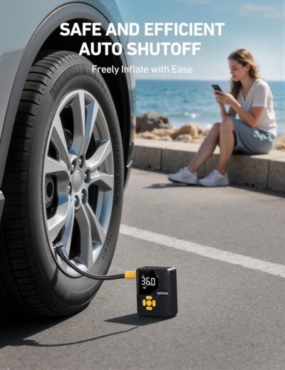 AstroAI L7 Mini Tire Inflator Portable Air Compressor,150 PSI Portable Tire Inflator for Car,Mini Bike Pump,Tire Inflator for Cars,Motorcycle,Bike,Ball with Tire Pressure Gauge&LED Lights - Image 5