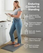 Ophanie Kitchen mats for Floor, Kitchen Rugs, 20x32 Anti Fatigue Standing Cushioned Mat, Waterproof, Comfort Ergonomic mat for Office, Home, Sink, 3/4 inch Thick Memory Foam Grey Non-Slip Bottom - Image 3
