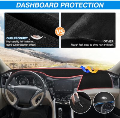 Sonata Dash Cover - Dashboard Cover for Hyundai Sonata 2011 2012 2013 2014 Accessories Suede Dash Mat for Sonata Anti-Glare and Sun Protection Back - Image 2