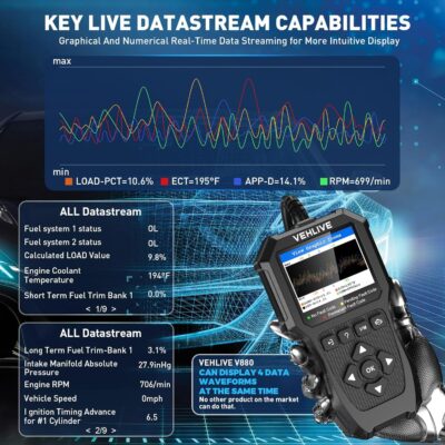 OBD2 Scanner Diagnostic Tool, Check Engine Light Car Code Reader with Reset, Battery Tester, Live Data, Freeze Frame, I/M Readiness, Car Scanner Diagnostic Tool for All OBDII Car After 1996 - Image 6