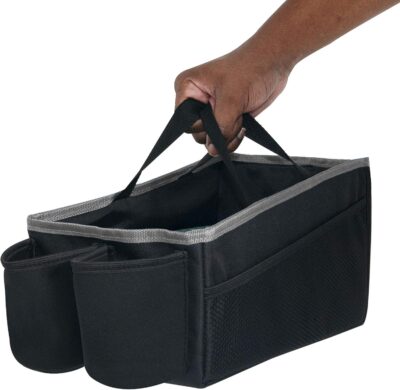 FH Group E-Z Travel Multi-Use Car Organizer with Cup Holders | Back Seat Storage Black - Image 5