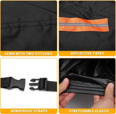 All-Weather Waterproof Car Cover - UV-Resistant Outdoor Full Exterior Protection for Ford Fiesta Hatchback 210D-PU Black Blue with Right Side Zipper - Image 8