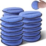 WORKPRO 18-Pack Car Wax Applicator Pads with Finger Pocket, Microfiber Soft Foam Polishing Pads for Car Detailing & Cleaning, Lint-Free, High Resilience