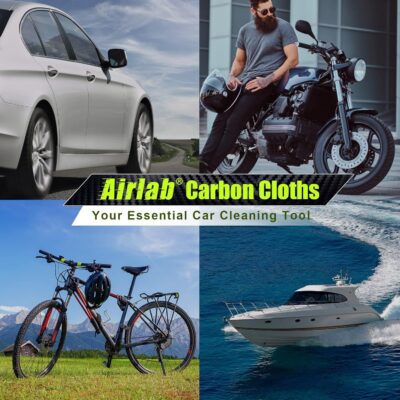 Airlab Carbon Microfiber Towels for Car Glass Window Polishing Cleaning Cloth Auto Detailing Lint Free Streak Free Drying Car Wash Large Towel, Pack of 2, 20" x 16", Grey-Green - Image 7