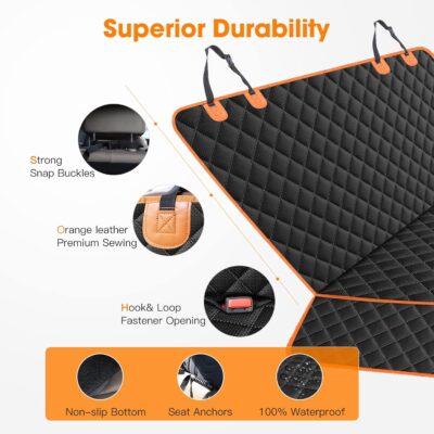 MIXJOY Dog Seat Cover for Back Seat Waterproof Dog Seat Covers for Cars, Car Seat Protector for Dogs, Nonslip Back Seat Cover for Trucks & SUV - Image 7