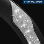 PIC AUTO Steering Wheel Cover, Silver Sparkly Crystal Bling Glitter with Leather, Universal Fit 14.5"-15.5" Car Steering Wheels for Girls & Women, Anti-Slip Wheels Cover for Cars, Trucks, Van, SUVs - Image 7