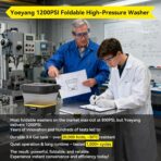 Portable Cordless Pressure Washer with Tank: 1200 PSI Foldable Power Washer – 3.4 Gal Tank, 7-Level Adjustable Sprayer & 360° Nozzle – Compact Electric Cleaner for Car, Garden, Patio, Camping - Image 7